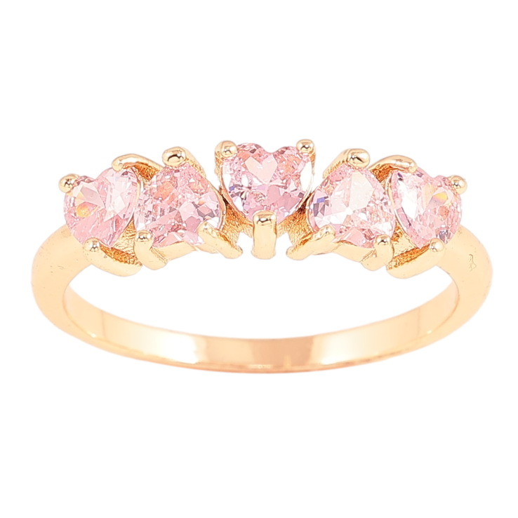 Каблучка Xuping M&L Колір 18К «Доріжка рожевих кришталевих сердечок» фото №4 Каблучка Xuping M&L Колір 18К «Доріжка рожевих кришталевих сердечок» фото №4