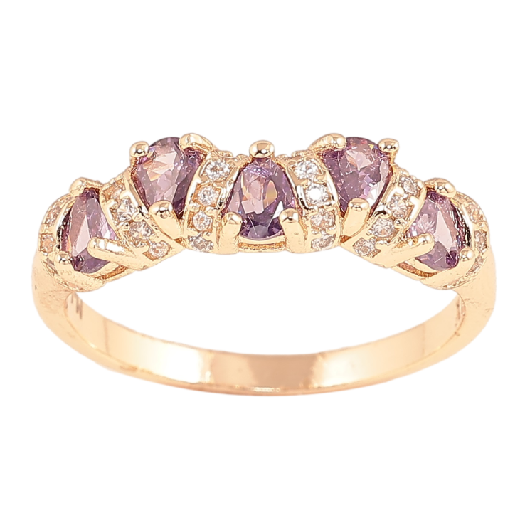 Каблучка Xuping M&L Колір 18К «Візерунок з бузковими кристалами» фото №8 Каблучка Xuping M&L Колір 18К «Візерунок з бузковими кристалами» фото №8