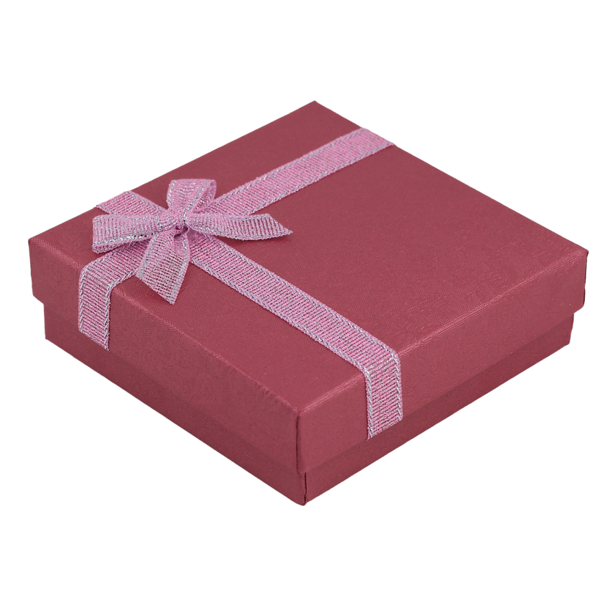Подарункова коробка вишнева з бантом Універсальна (Каблучка, Кулон, Сережки) Розмір 9х9см, h = 2.5см ціна за 1 шт. фото №1
