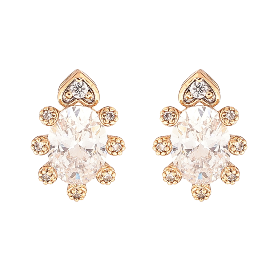 Серьги Xuping Позолота 18K пусеты Узор с кристаллами фото №1