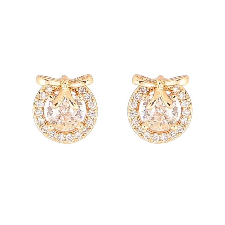 Сережки Xuping Позолота 18K пусети «Кришталеві кола з бантами» фото №25