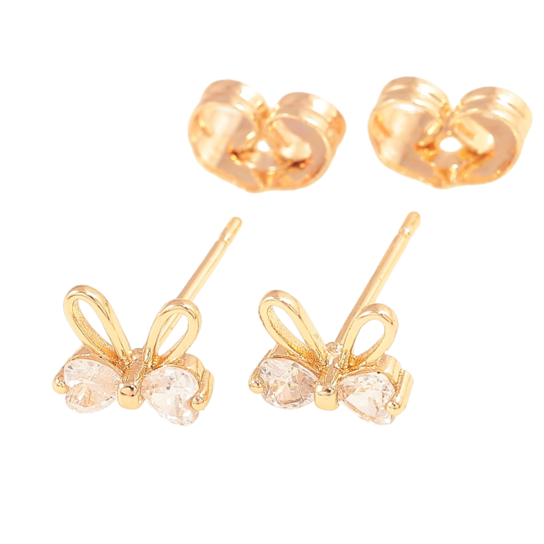 Серьги Xuping Позолота 18K пусеты Кристальные бантики фото №1