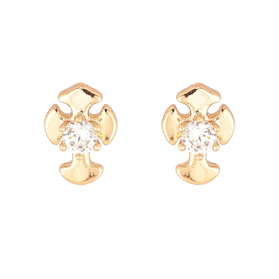 Сережки Xuping Позолота 18K пусети «Хрестики з кристалами» фото №1