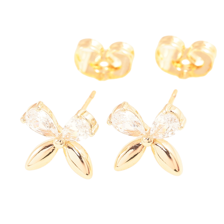 Сережки Xuping Позолота 18K пусети «Бантики з кристалами» фото №7