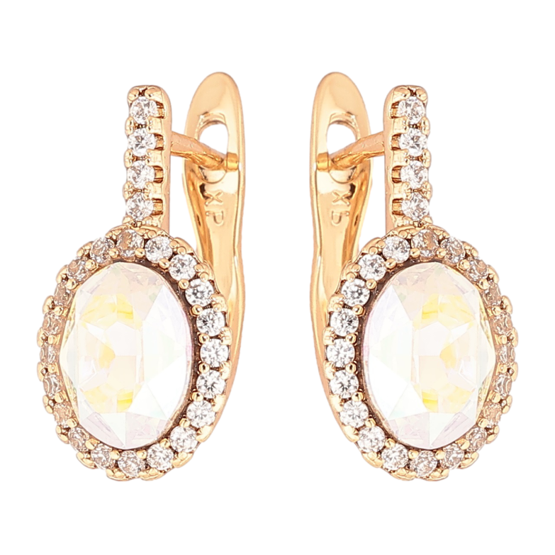 Сережки Xuping колір 18K з кристалами Swarovski англійський замок «Кр-л АВ в обрамленні дрібних кристалів» фото №1 Сережки Xuping колір 18K з кристалами Swarovski англійський замок «Кр-л АВ в обрамленні дрібних кристалів» фото №1