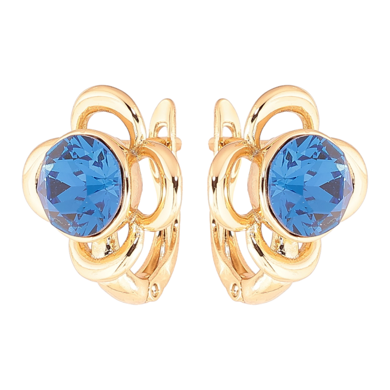 Сережки Xuping колір 18K з кристалами Swarovski англійський замок «Квіточки з кр-ми Sapphire» фото №1