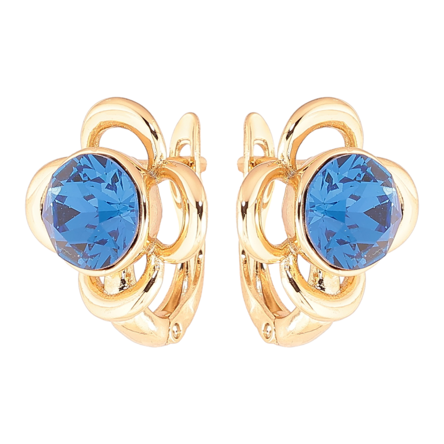Сережки Xuping колір 18K з кристалами Swarovski англійський замок «Квіточки з кр-ми Sapphire» фото №1