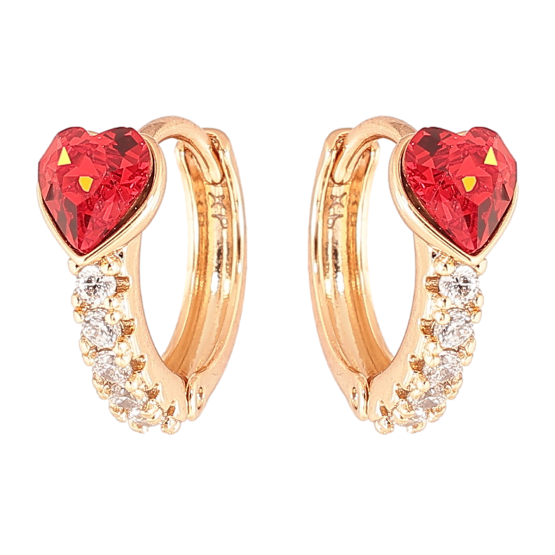 Сережки Xuping колір 18K з кристалами Swarovski колечка «Кришталеві сердечка Siam» фото №3