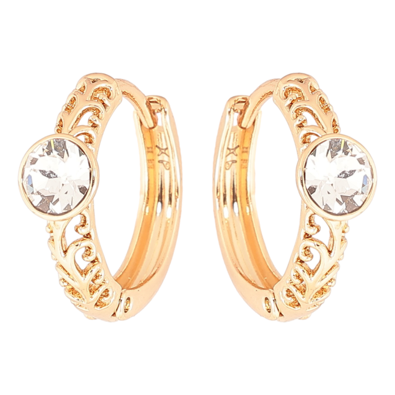 Серьги Xuping цвет 18K с кристаллами Swarovski колечки Резной узор с кристаллом Clear фото №1