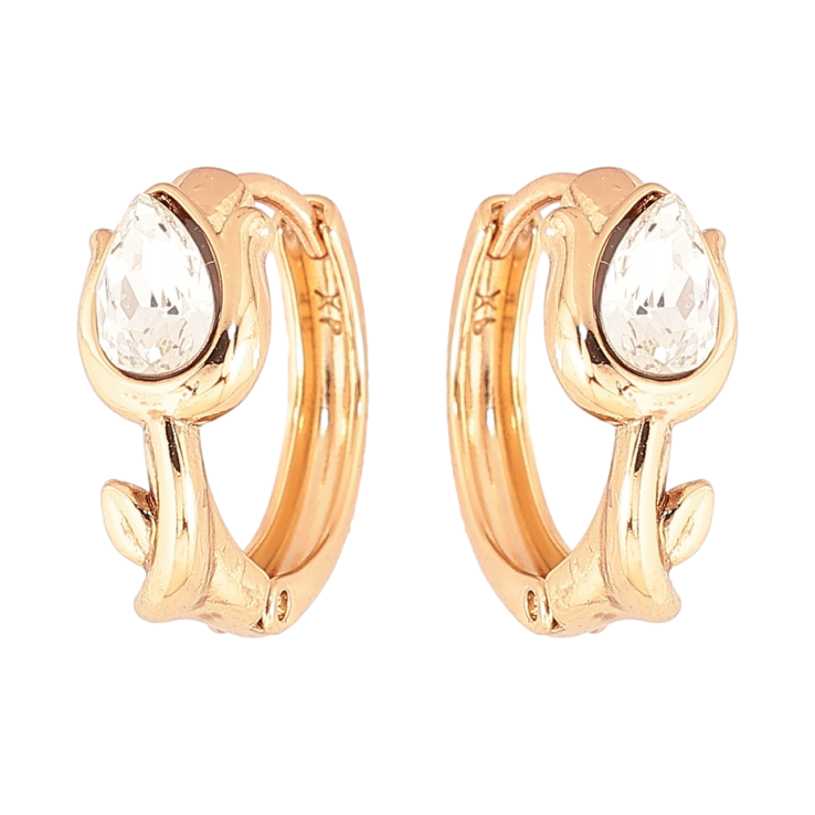 Сережки Xuping колір 18K з кристалами Swarovski колечка «Тюльпани з кристалами Clear» фото №5