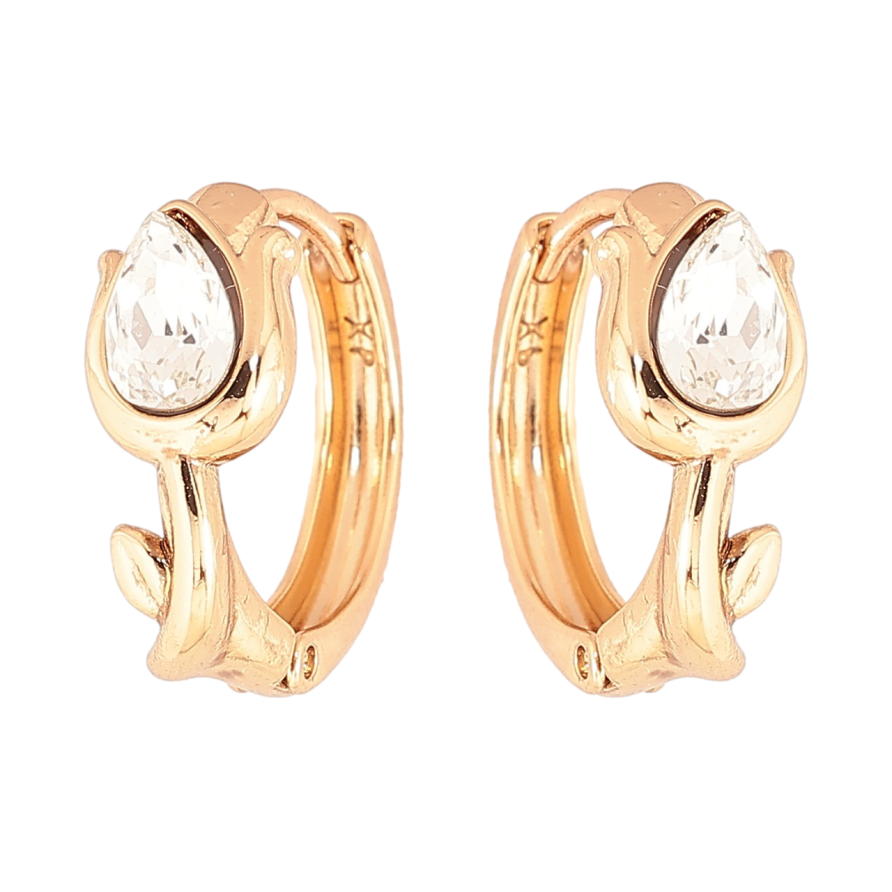 Сережки Xuping колір 18K з кристалами Swarovski колечка «Тюльпани з кристалами Clear» фото №1 Сережки Xuping колір 18K з кристалами Swarovski колечка «Тюльпани з кристалами Clear» фото №1