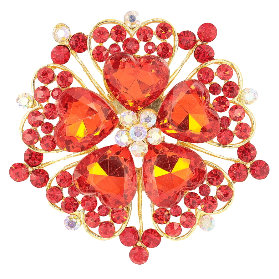 Брошь Цветок с красными стразами фото №1 Брошь Цветок с красными стразами фото №1