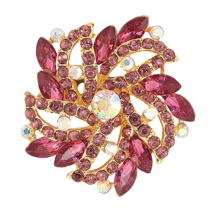 Брошь Цветок с бордовыми стразами фото №7 Брошь Цветок с бордовыми стразами фото №7