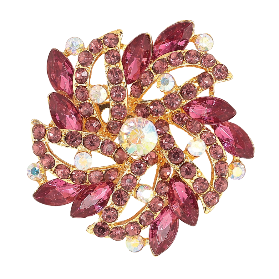 Брошь Цветок с бордовыми стразами фото №1 Брошь Цветок с бордовыми стразами фото №1