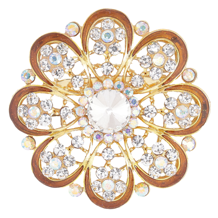 Брошь Цветок со стразами и коричневый эмалью фото №2 Брошь Цветок со стразами и коричневый эмалью фото №2