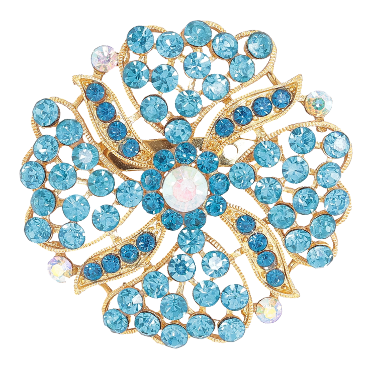 Брошь Цветок с бирюзовыми стразами фото №11 Брошь Цветок с бирюзовыми стразами фото №11
