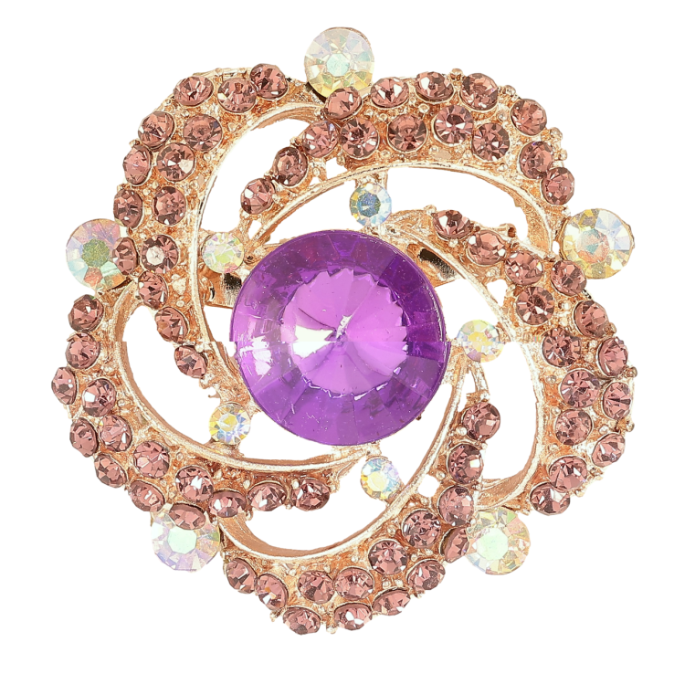 Брошь Цветок с бордово-сиреневыми стразами фото №9 Брошь Цветок с бордово-сиреневыми стразами фото №9