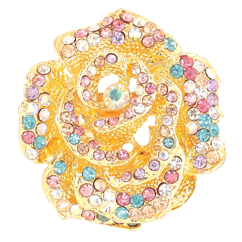 Брошь Цветок с разноцветными стразами фото №1 Брошь Цветок с разноцветными стразами фото №1