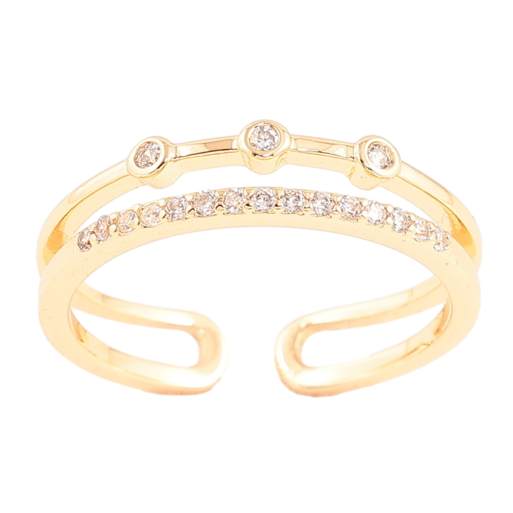 Кольцо Xuping Позолота 18K Двойная шинка с кристаллами фото №13 Кольцо Xuping Позолота 18K Двойная шинка с кристаллами фото №13