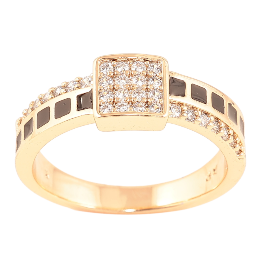 Каблучка Xuping Позолота 18K «Візерунок з інкрустацією кристалами і чорною емаллю» фото №1