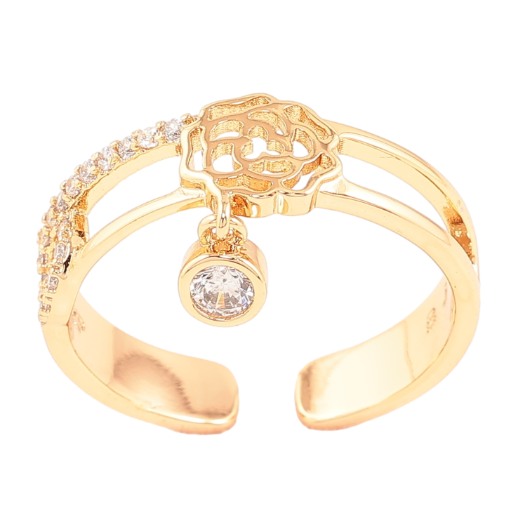 Кольцо Xuping Позолота 18K Цветочек с подвеской кристалл фото №14 Кольцо Xuping Позолота 18K Цветочек с подвеской кристалл фото №14