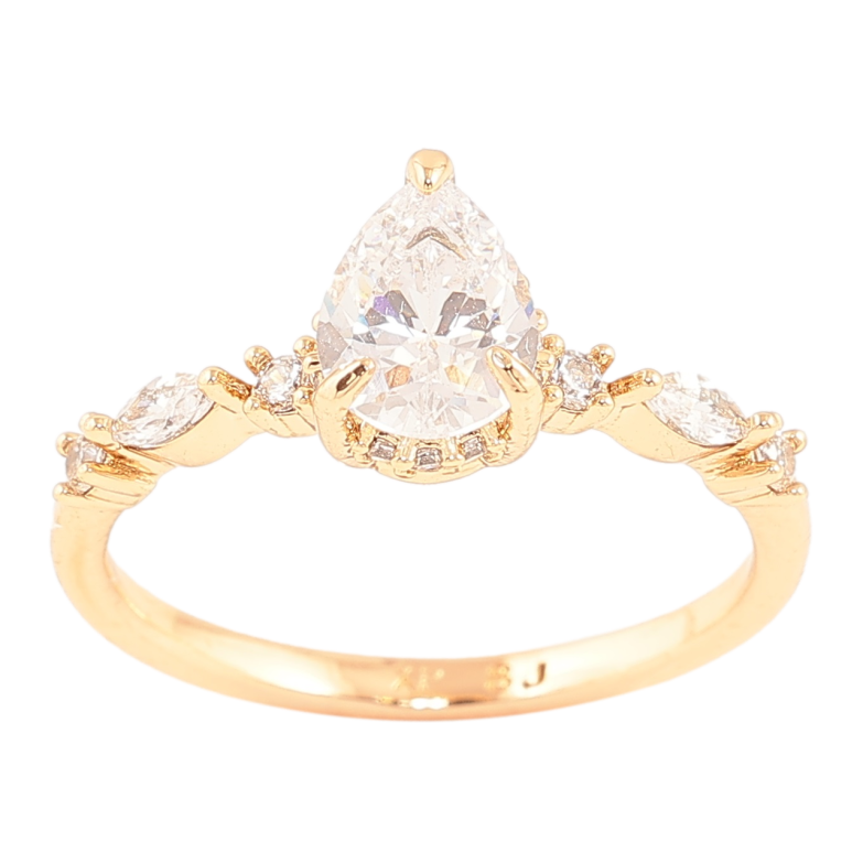 Каблучка Xuping Позолота 18K «Кришталева крапля» фото №1 Каблучка Xuping Позолота 18K «Кришталева крапля» фото №1