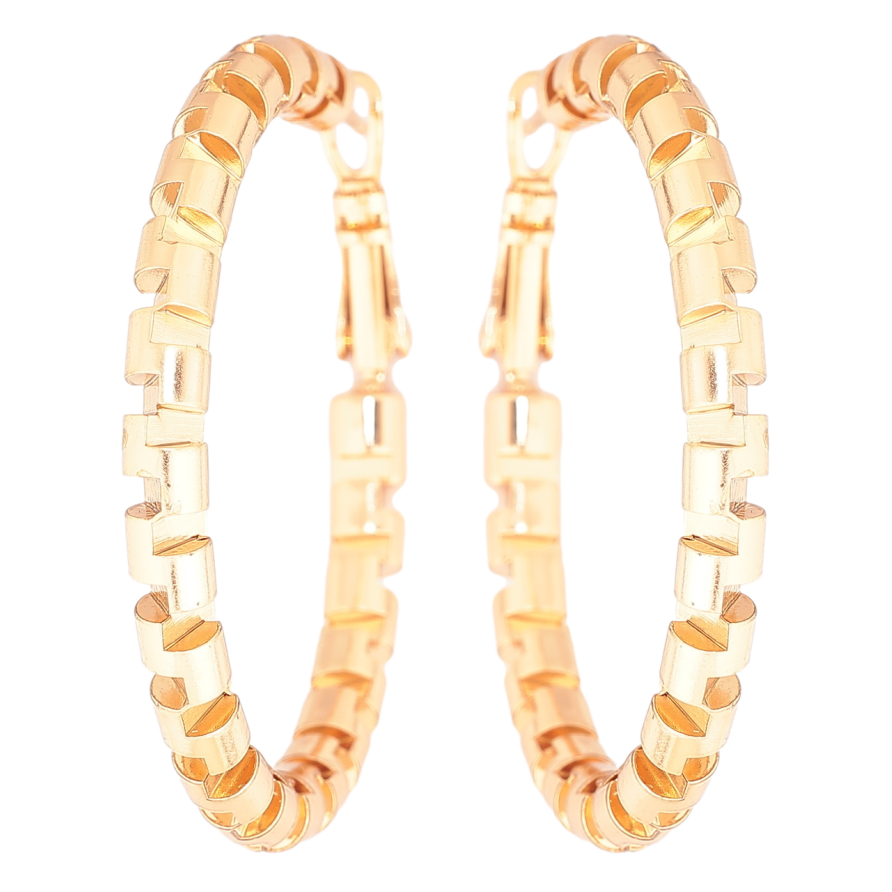 Сережки Xuping Позолота 18K кільця (конго) Декоративний візерунок» ø 4см фото №1