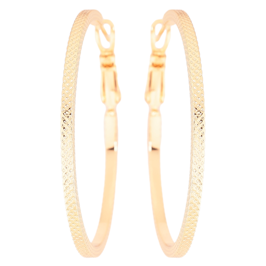 Сережки Xuping Позолота 18K кільця (конго) «Декоративний візерунок» ø 4см фото №1 Сережки Xuping Позолота 18K кільця (конго) «Декоративний візерунок» ø 4см фото №1