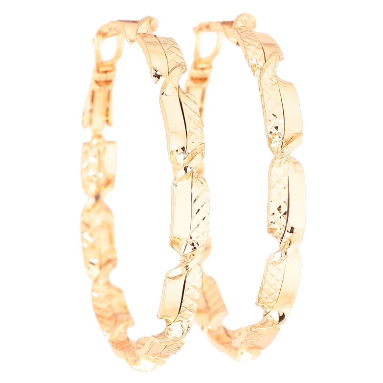 Сережки Xuping Позолота 18K кільця (конго) «Декоративний візерунок» ø 4см фото №1 Сережки Xuping Позолота 18K кільця (конго) «Декоративний візерунок» ø 4см фото №1