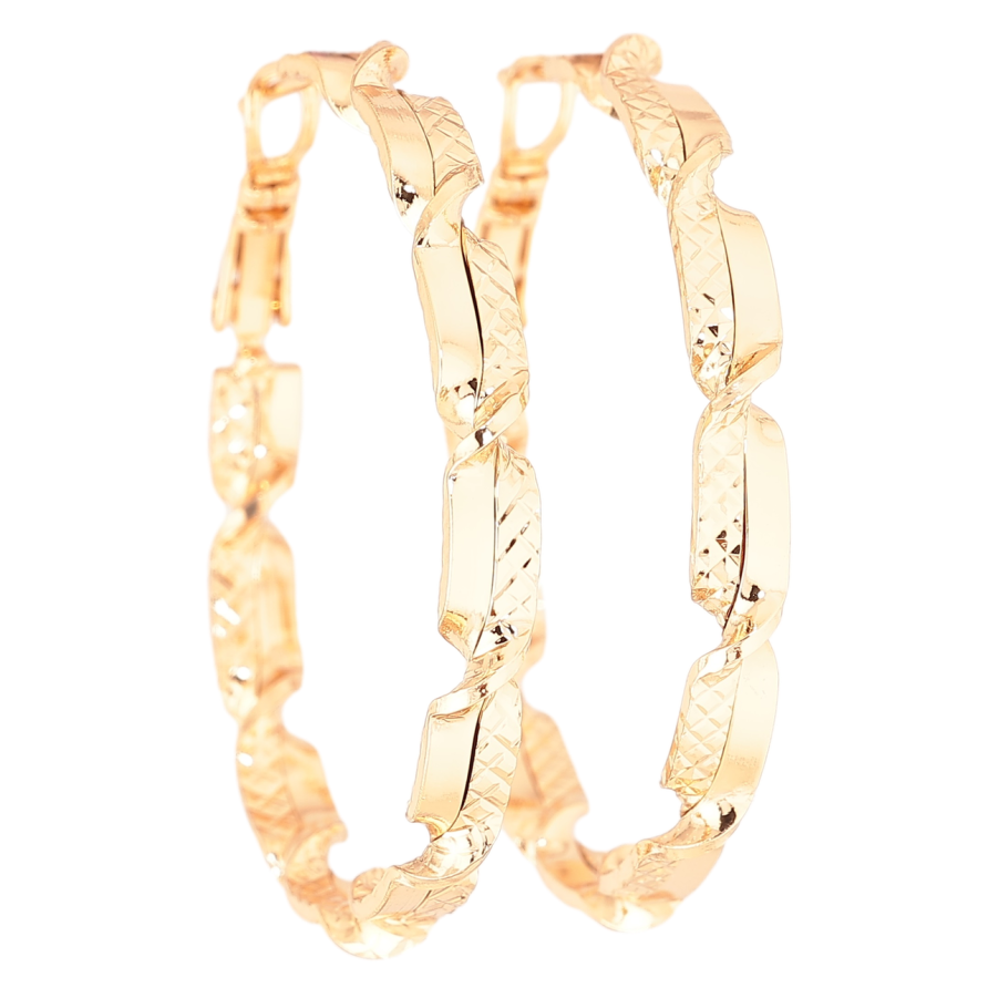 Сережки Xuping Позолота 18K кільця (конго) «Декоративний візерунок» ø 4см фото №1 Сережки Xuping Позолота 18K кільця (конго) «Декоративний візерунок» ø 4см фото №1