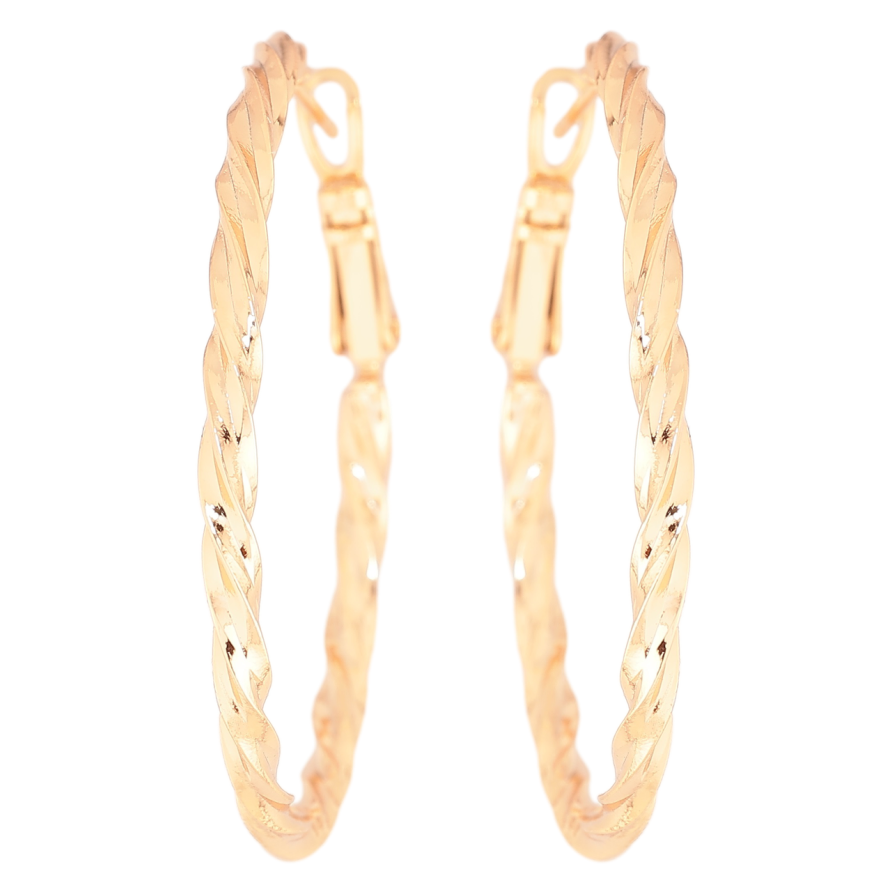 Серьги Xuping Позолота 18K кольца (конго) Декоративный узор ø 4см фото №1 Серьги Xuping Позолота 18K кольца (конго) Декоративный узор ø 4см фото №1