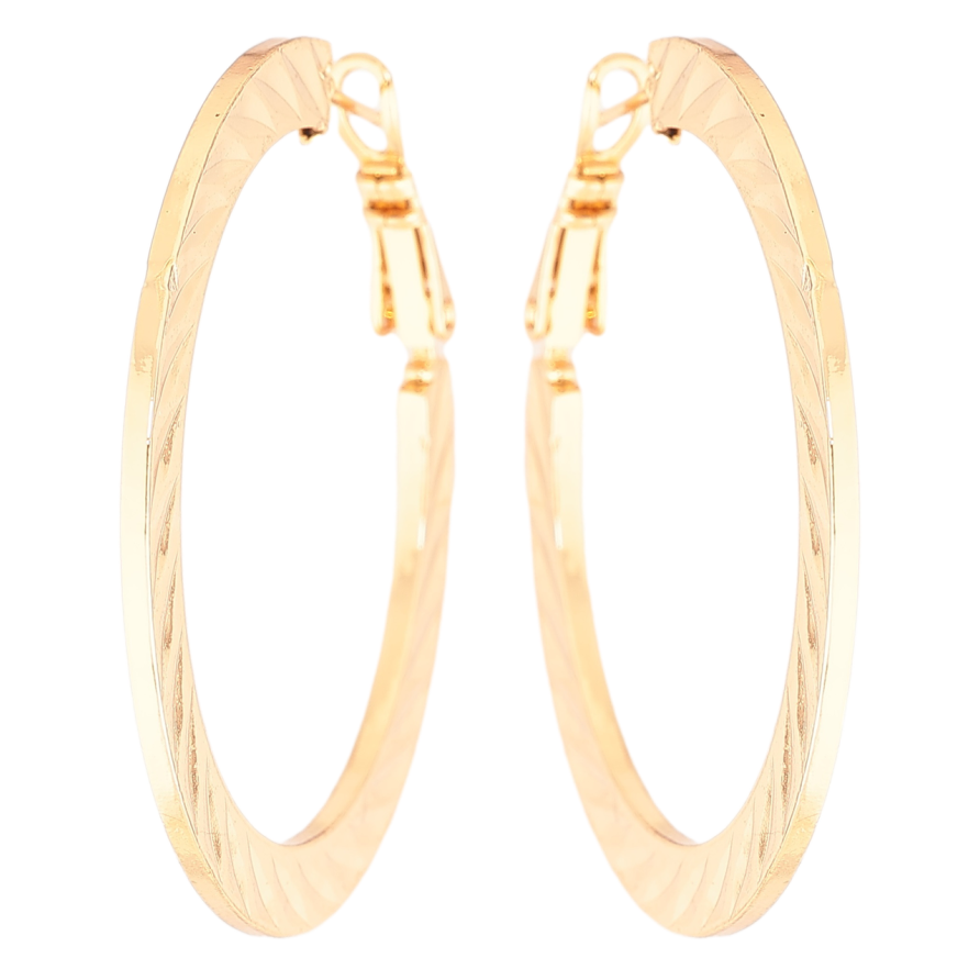 Сережки Xuping Позолота 18K кільця (конго) «Декоративний візерунок» ø 4см фото №1 Сережки Xuping Позолота 18K кільця (конго) «Декоративний візерунок» ø 4см фото №1