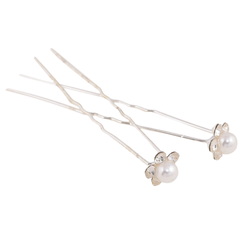 Шпилька для волос Цветок с жемчужиной и стразами ø 10мм (цена за одну штуку) фото №1 Шпилька для волос Цветок с жемчужиной и стразами ø 10мм (цена за одну штуку) фото №1