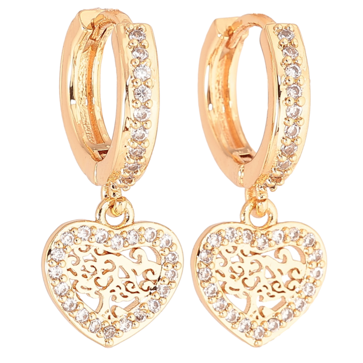 Серьги Xuping M&L Цвет 18K подвески на колечках Сердечки фото №6 Серьги Xuping M&L Цвет 18K подвески на колечках Сердечки фото №6