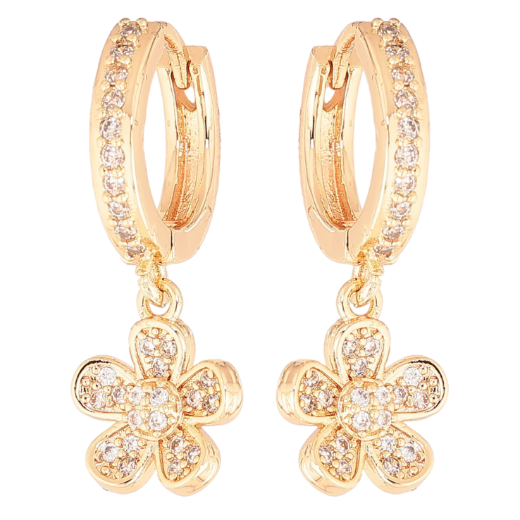 Серьги Xuping M&L Цвет 18K подвески на колечках Кристальные цветочки фото №4 Серьги Xuping M&L Цвет 18K подвески на колечках Кристальные цветочки фото №4