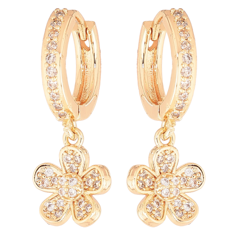 Сережки Xuping M&L Колір 18K підвіски на колечках «Кристальні квіточки» фото №1