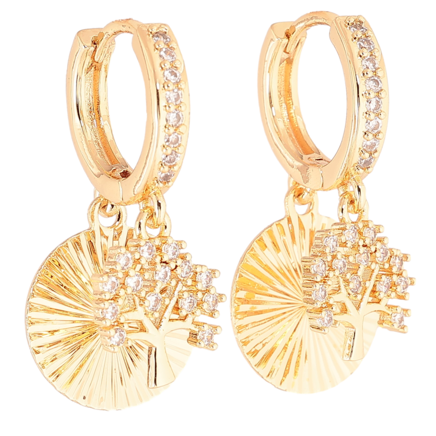 Серьги Xuping M&L Цвет 18K подвески на колечках Кристальное дерево с декоративными кругами фото №1 Серьги Xuping M&L Цвет 18K подвески на колечках Кристальное дерево с декоративными кругами фото №1