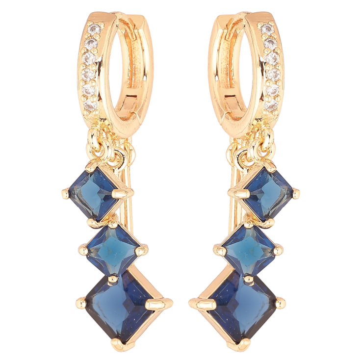 Серьги Xuping M&L Цвет 18K подвески на колечках Синие кристаллы фото №8 Серьги Xuping M&L Цвет 18K подвески на колечках Синие кристаллы фото №8