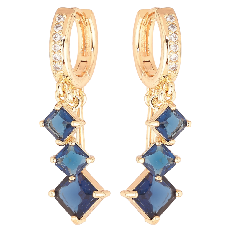 Серьги Xuping M&L Цвет 18K подвески на колечках Синие кристаллы фото №1 Серьги Xuping M&L Цвет 18K подвески на колечках Синие кристаллы фото №1