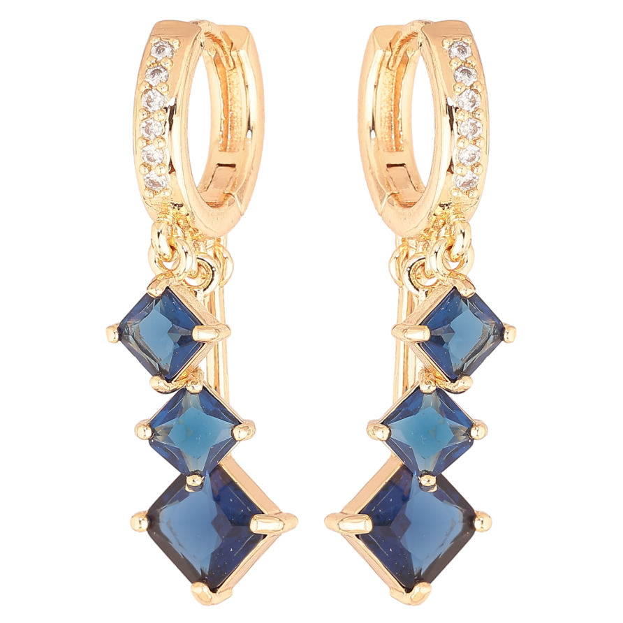 Серьги Xuping M&L Цвет 18K подвески на колечках Синие кристаллы фото №1 Серьги Xuping M&L Цвет 18K подвески на колечках Синие кристаллы фото №1