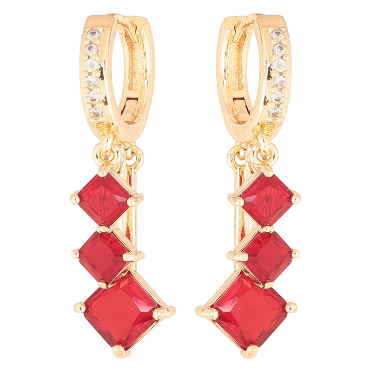 Серьги Xuping M&L Цвет 18K подвески на колечках Красные кристаллы фото №7 Серьги Xuping M&L Цвет 18K подвески на колечках Красные кристаллы фото №7