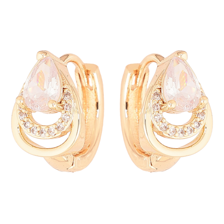 Серьги Xuping M&L Цвет 18K колечки Узор капельки с кристаллами фото №11 Серьги Xuping M&L Цвет 18K колечки Узор капельки с кристаллами фото №11