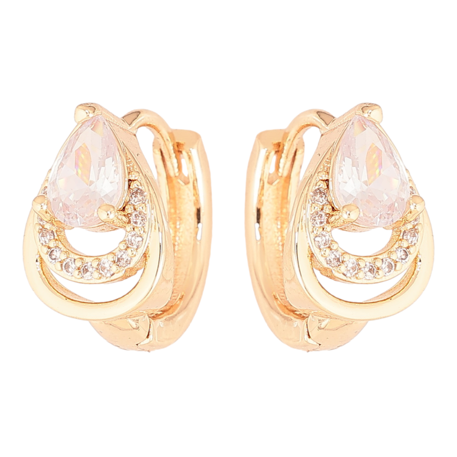 Сережки Xuping M&L Колір 18K колечка «Візерунок крапельки з кристалами» фото №1 Сережки Xuping M&L Колір 18K колечка «Візерунок крапельки з кристалами» фото №1