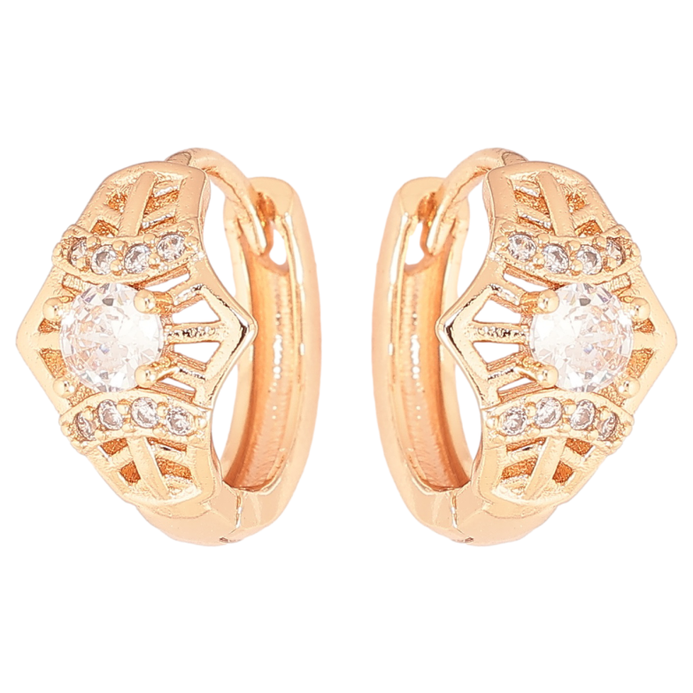 Сережки Xuping M&L Колір 18K колечка «Різьблений візерунок з кристалами» фото №1 Сережки Xuping M&L Колір 18K колечка «Різьблений візерунок з кристалами» фото №1