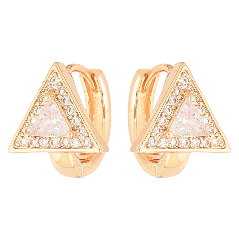 Серьги Xuping M&L Цвет 18K колечки Треугольники с кристаллами фото №1