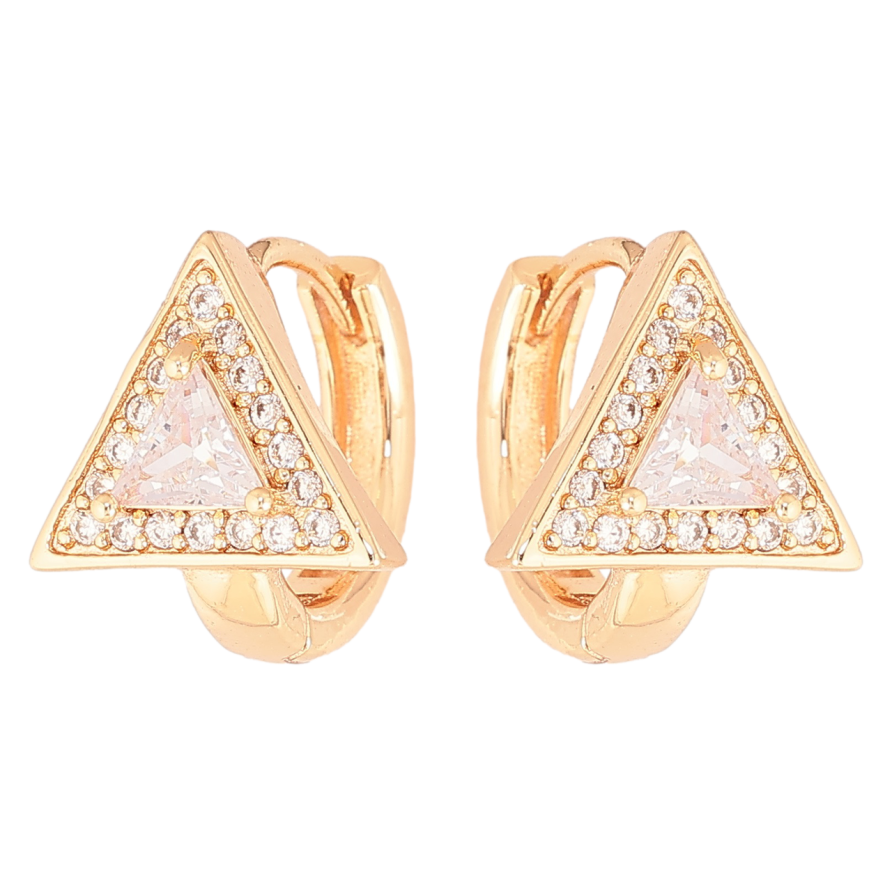 Серьги Xuping M&L Цвет 18K колечки Треугольники с кристаллами фото №1