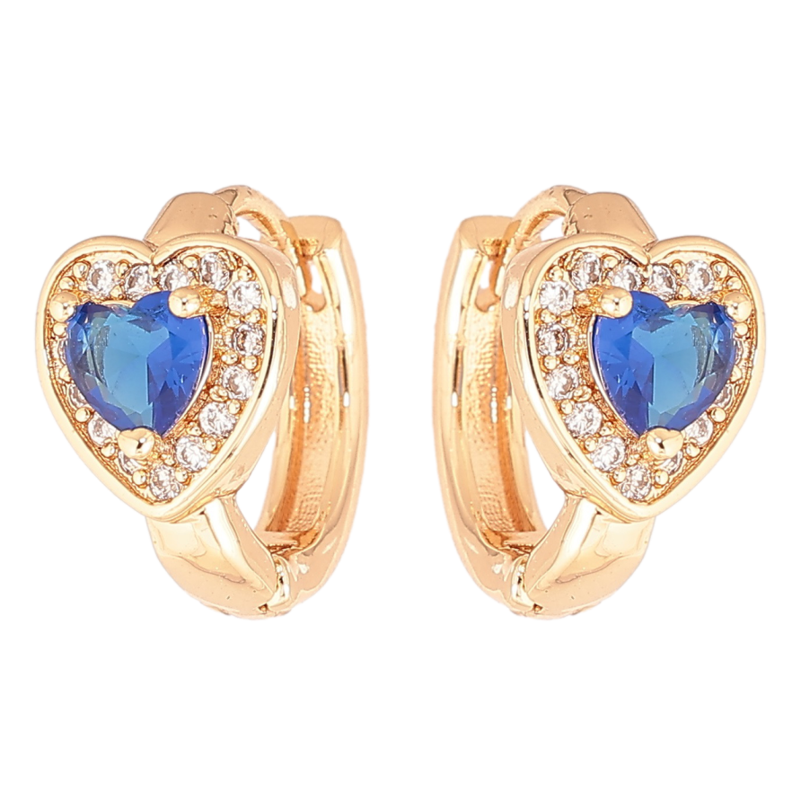 Сережки Xuping M&L Колір 18K колечка ««Сердечка з синіми кристалами» фото №1 Сережки Xuping M&L Колір 18K колечка ««Сердечка з синіми кристалами» фото №1