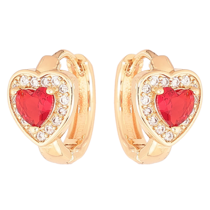 Сережки Xuping M&L Колір 18K колечка «Сердечка з червоними кристалами» фото №25