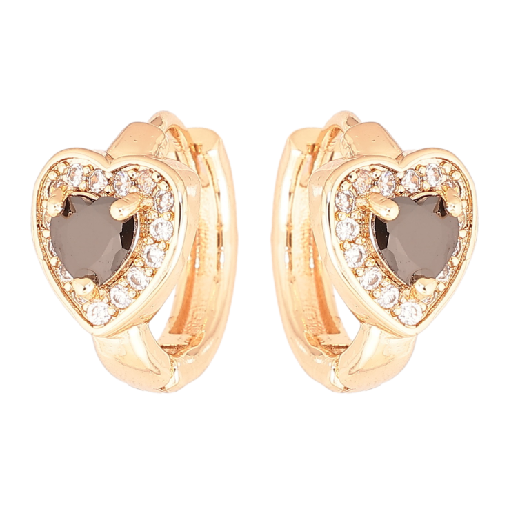 Сережки Xuping M&L Колір 18K колечка «Сердечка з чорними кристалами» фото №24