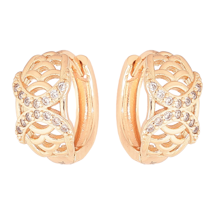 Сережки Xuping M&L Колір 18K колечка «Різьблений візерунок з кристалами» фото №1 Сережки Xuping M&L Колір 18K колечка «Різьблений візерунок з кристалами» фото №1